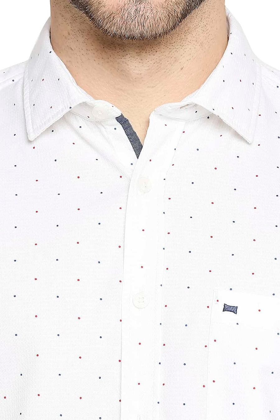 BASICS SLIM FIT BRILLIANT WHITE PRINTED SHIRT