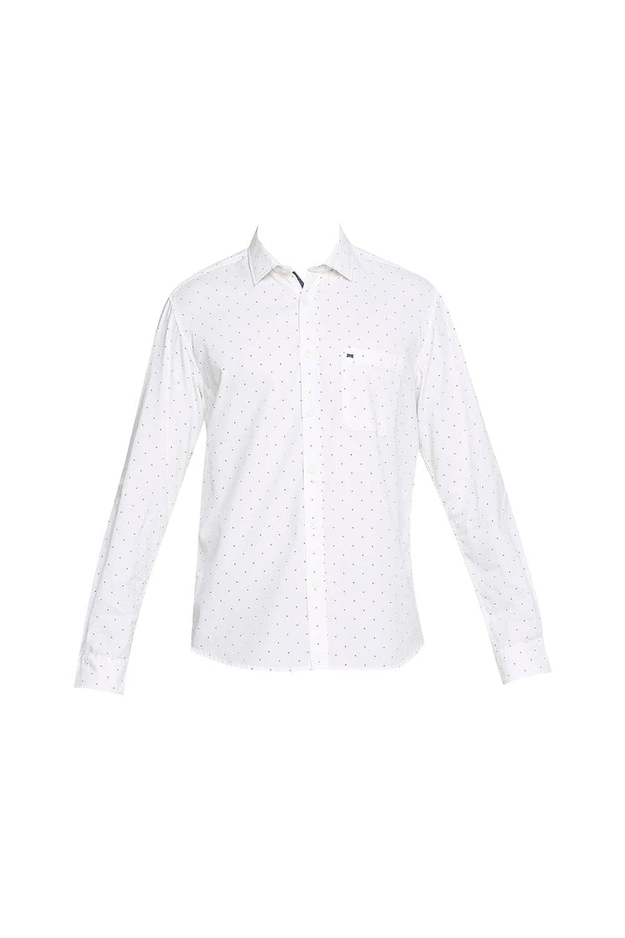 BASICS SLIM FIT BRILLIANT WHITE PRINTED SHIRT