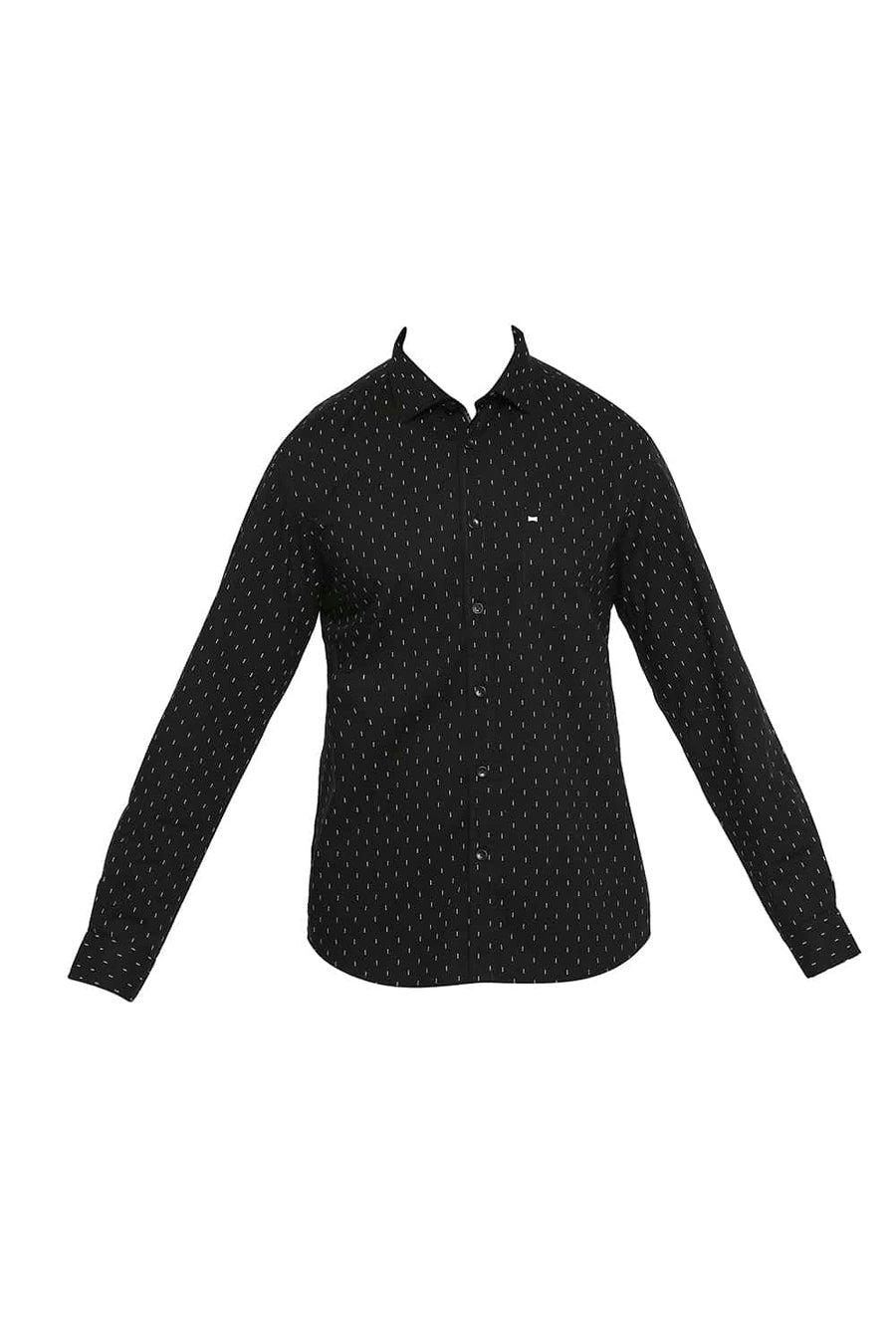 BASICS SLIM FIT CAVIAR BLACK PRINTED SHIRT