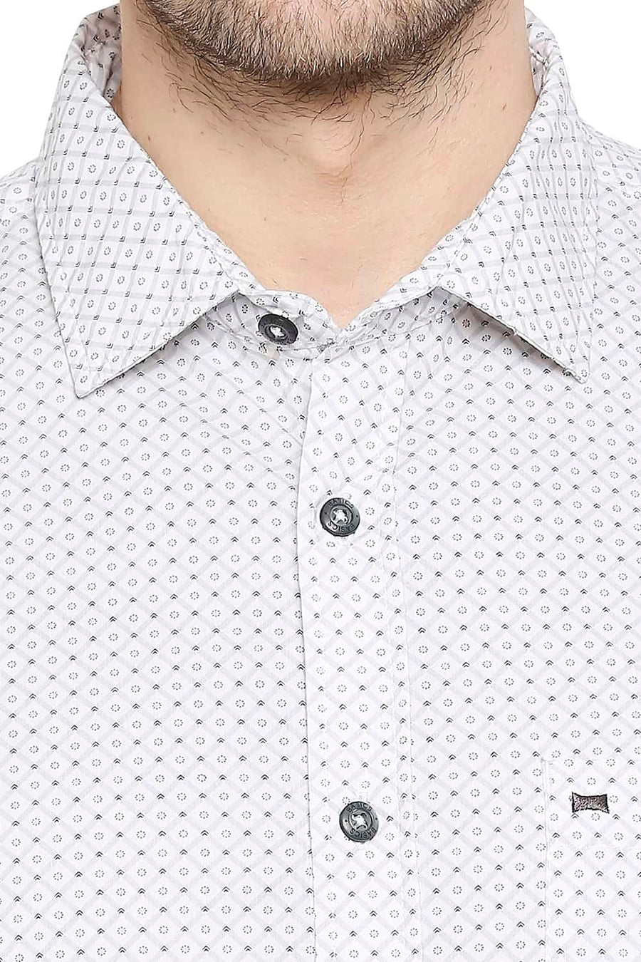 BASICS SLIM FIT CLOUD WHITE PRINTED SHIRT
