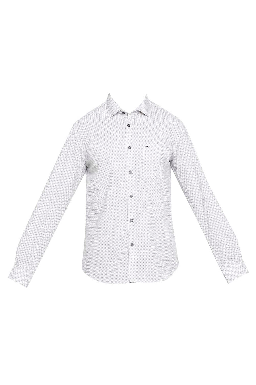 BASICS SLIM FIT CLOUD WHITE PRINTED SHIRT