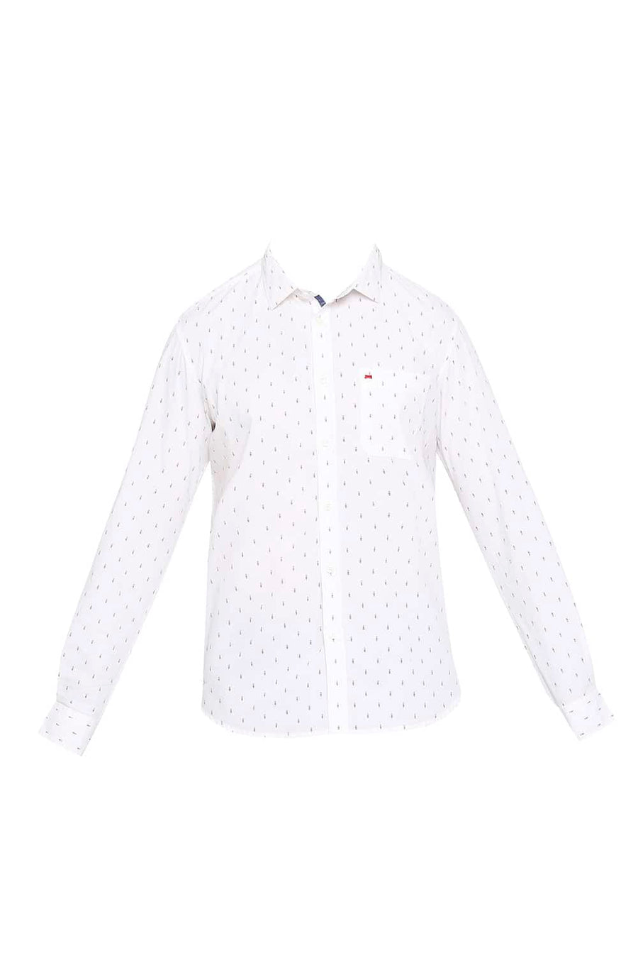 BASICS SLIM FIT SNOW WHITE PRINTED SHIRT