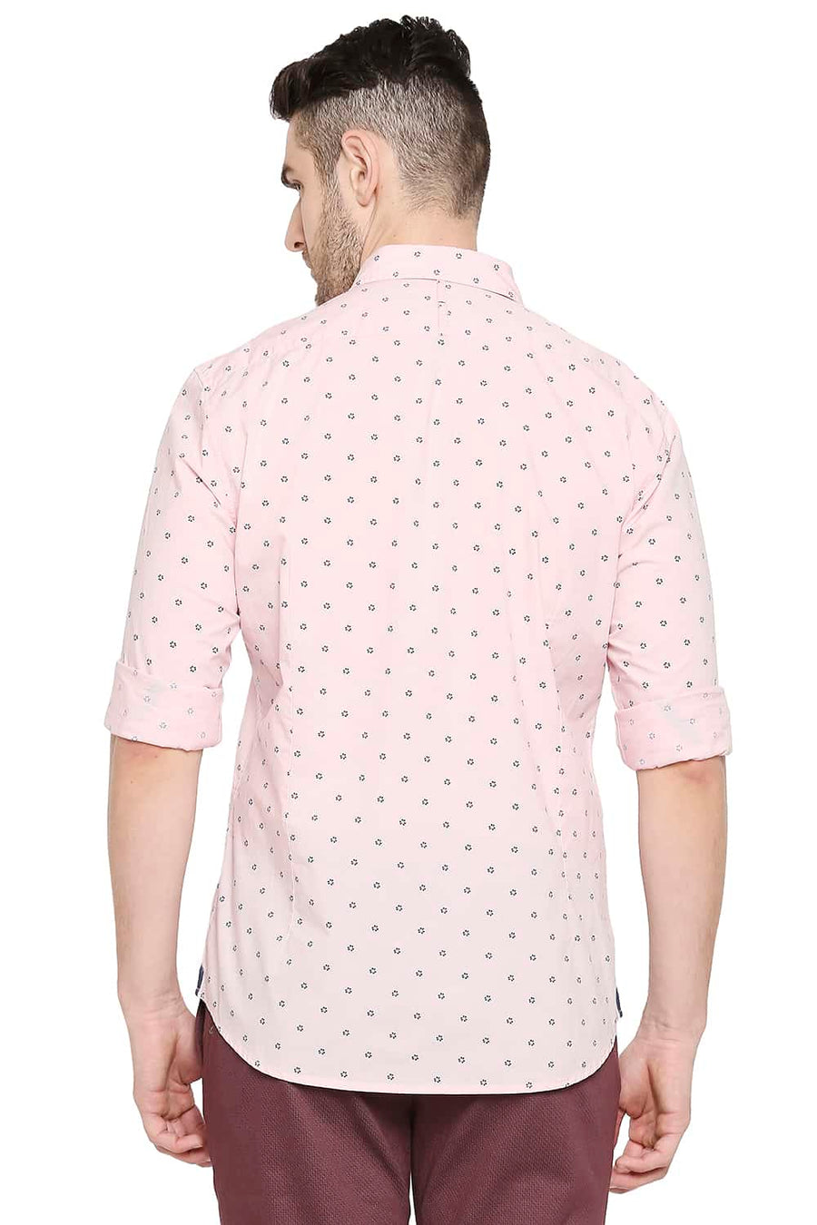 BASICS SLIM FIT POTPOURRI PINK PRINTED SHIRT