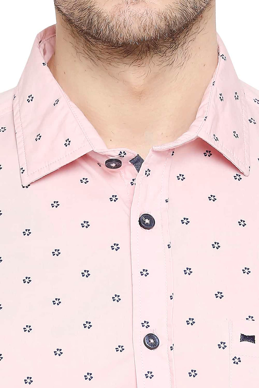 BASICS SLIM FIT POTPOURRI PINK PRINTED SHIRT