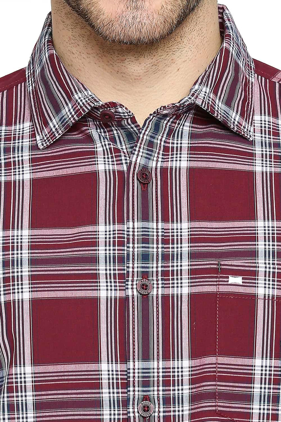 BASICS SLIM FIT TIBETAN RED CHECKS SHIRT