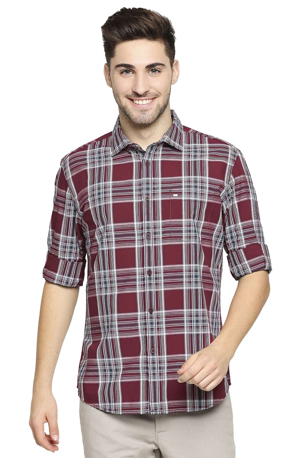 BASICS SLIM FIT CHECKS SHIRT