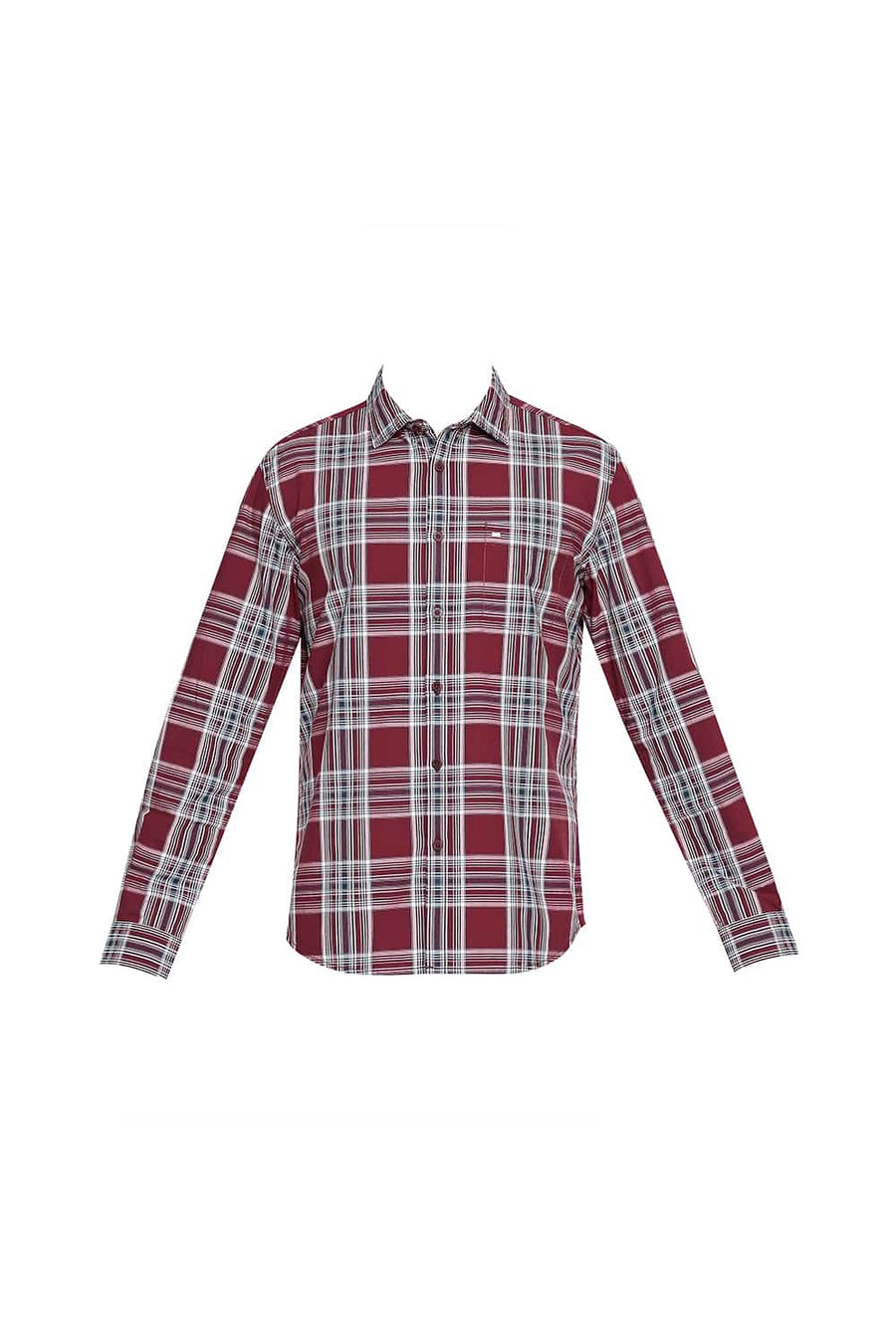BASICS SLIM FIT TIBETAN RED CHECKS SHIRT