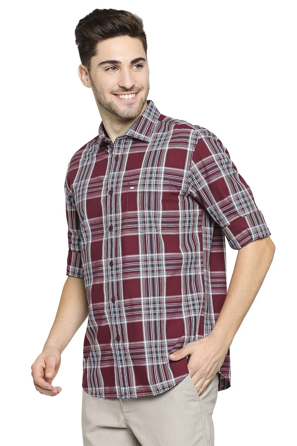 BASICS SLIM FIT CHECKS SHIRT