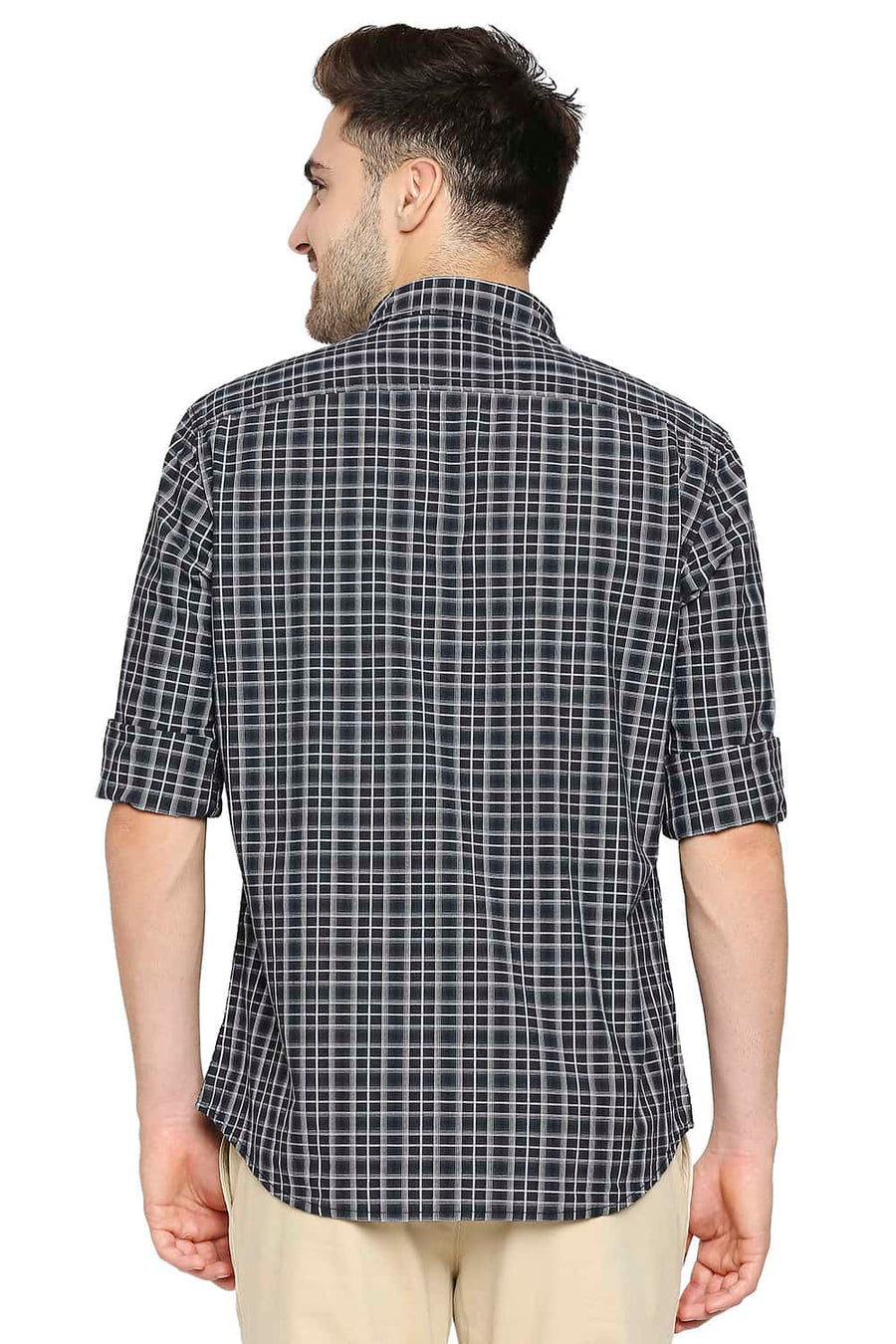 BASICS SLIM FIT BLACK NIGHTS CHECKS SHIRT