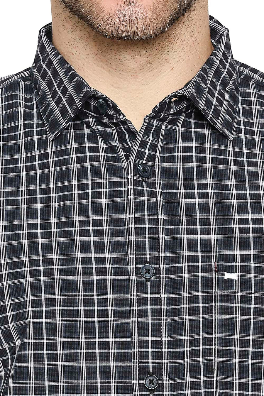BASICS SLIM FIT BLACK NIGHTS CHECKS SHIRT