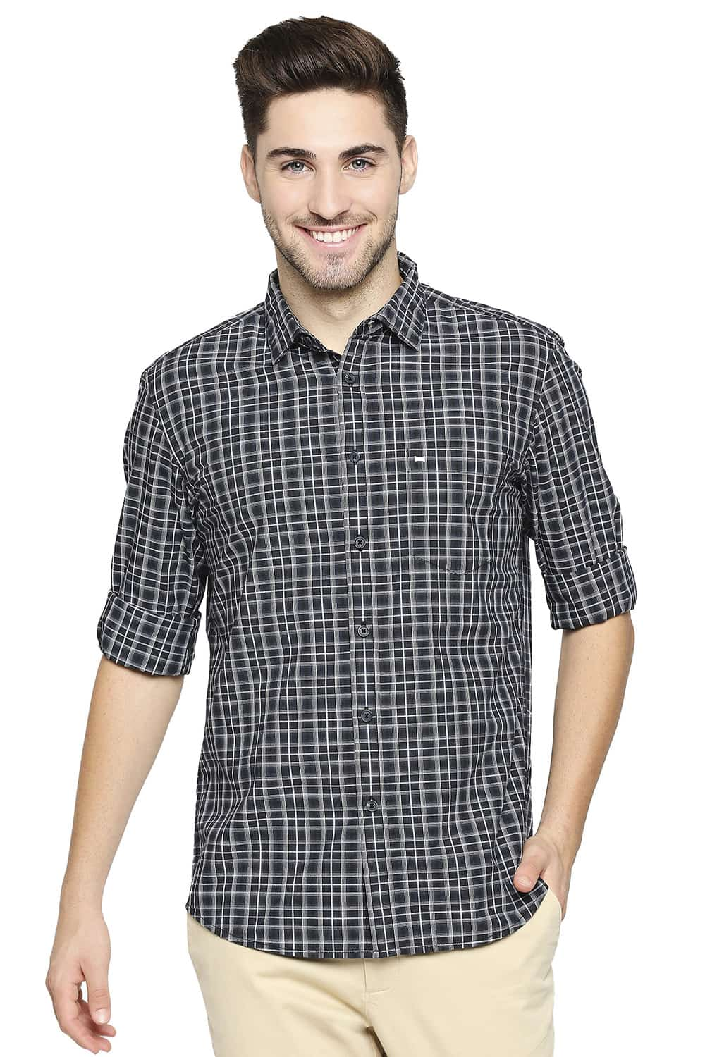 BASICS SLIM FIT CHECKS SHIRT