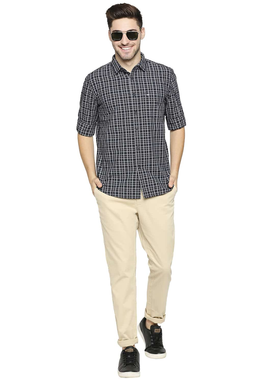 BASICS SLIM FIT CHECKS SHIRT