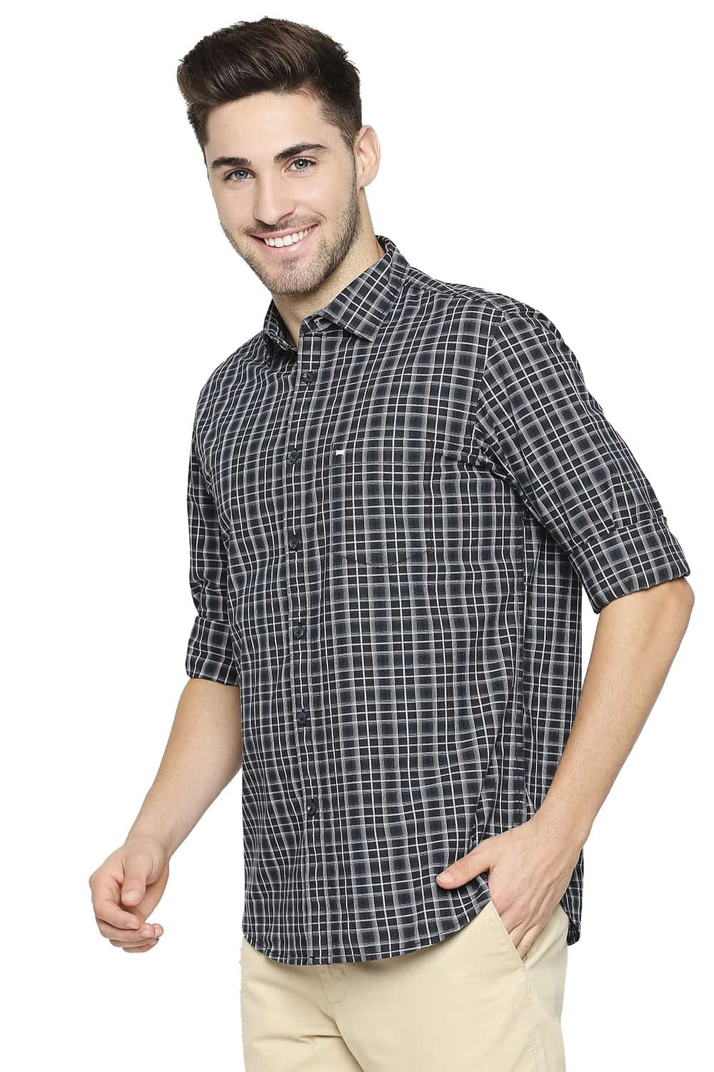 BASICS SLIM FIT CHECKS SHIRT