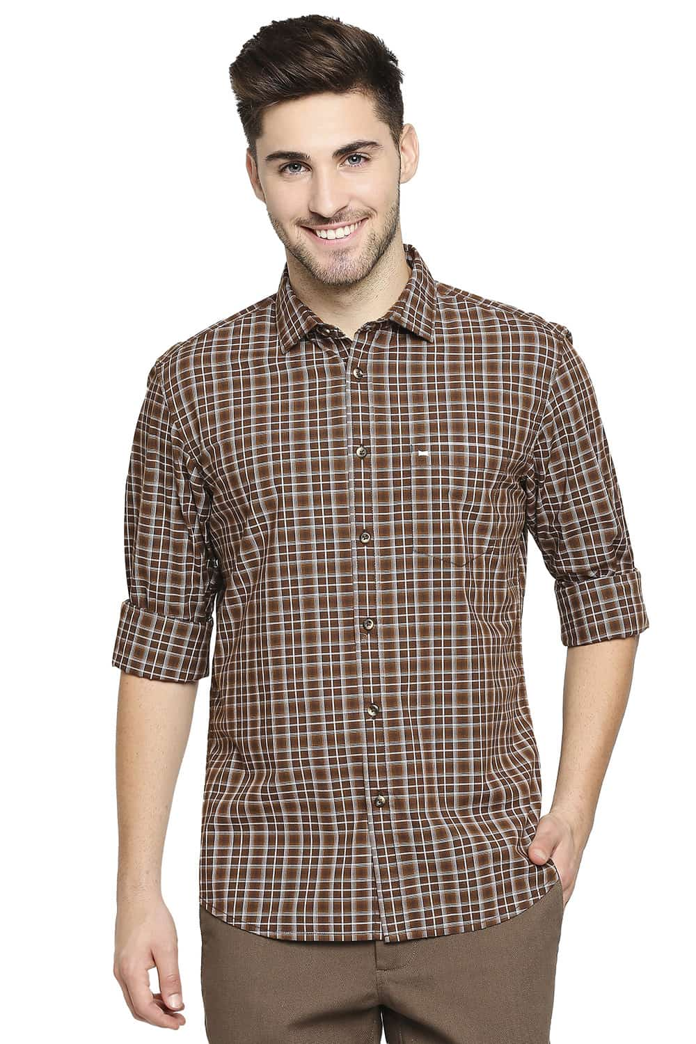 BASICS SLIM FIT CHECKS SHIRT