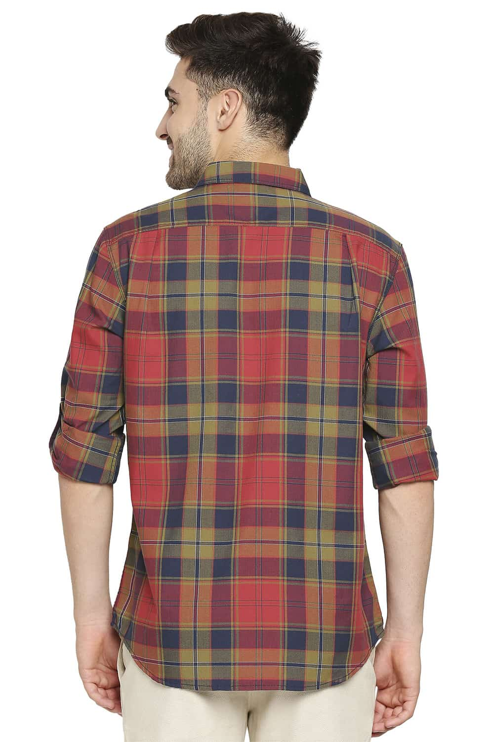 BASICS SLIM FIT TWILL CHECKS SHIRT