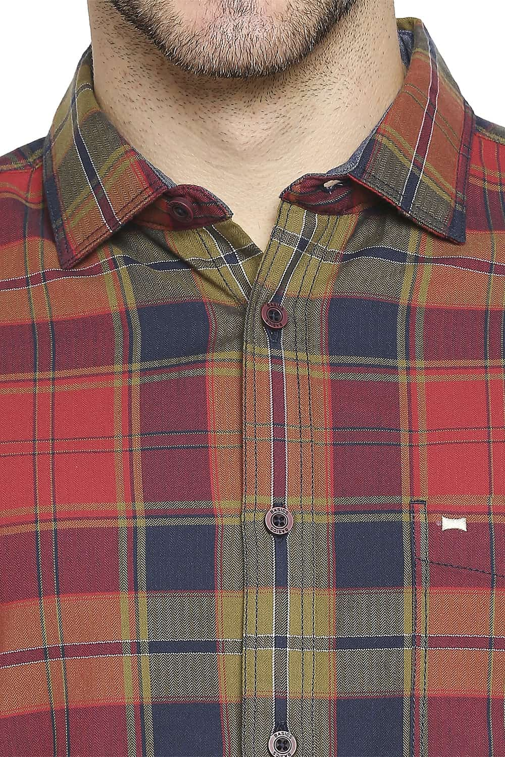 BASICS SLIM FIT TWILL CHECKS SHIRT