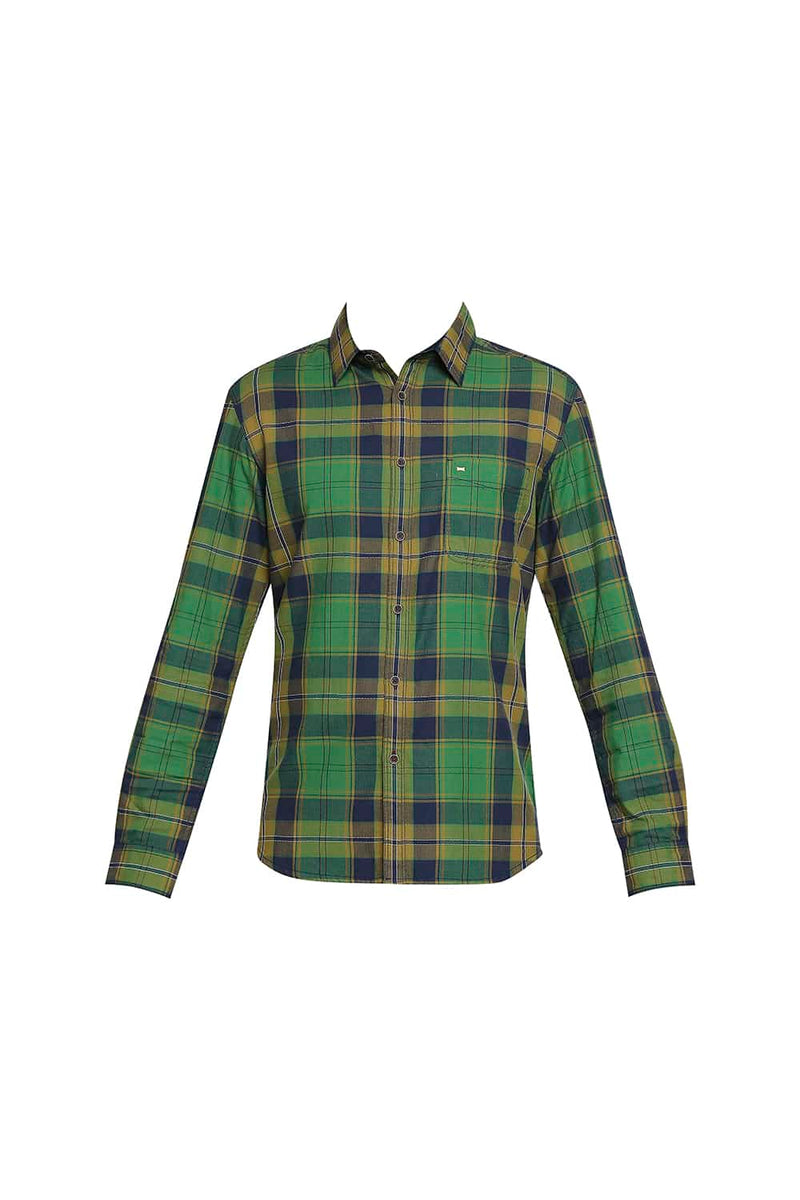 BASICS SLIM FIT TWILL CHECKS SHIRT