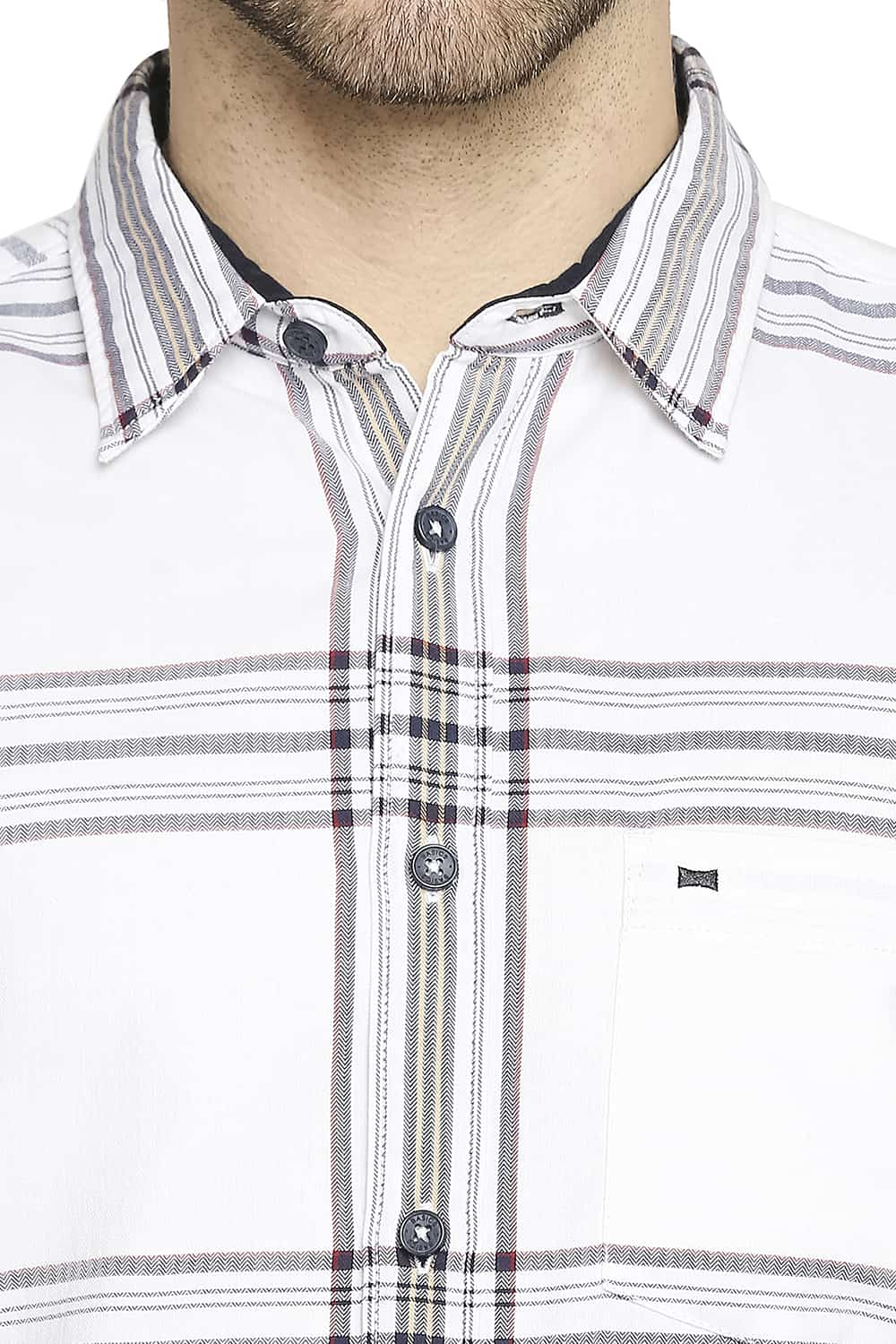 BASICS SLIM FIT TWILL CHECKS SHIRT