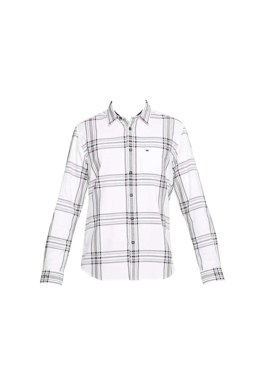 BASICS SLIM FIT CLOUD WHITE TWILL CHECKS SHIRT