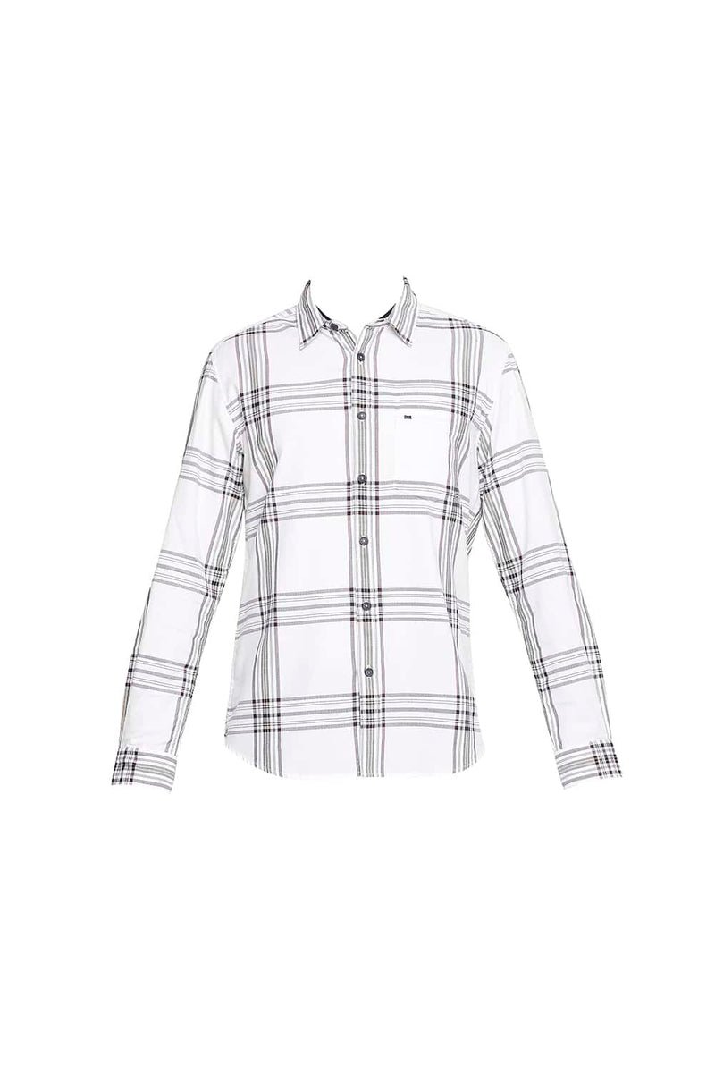 BASICS SLIM FIT TWILL CHECKS SHIRT