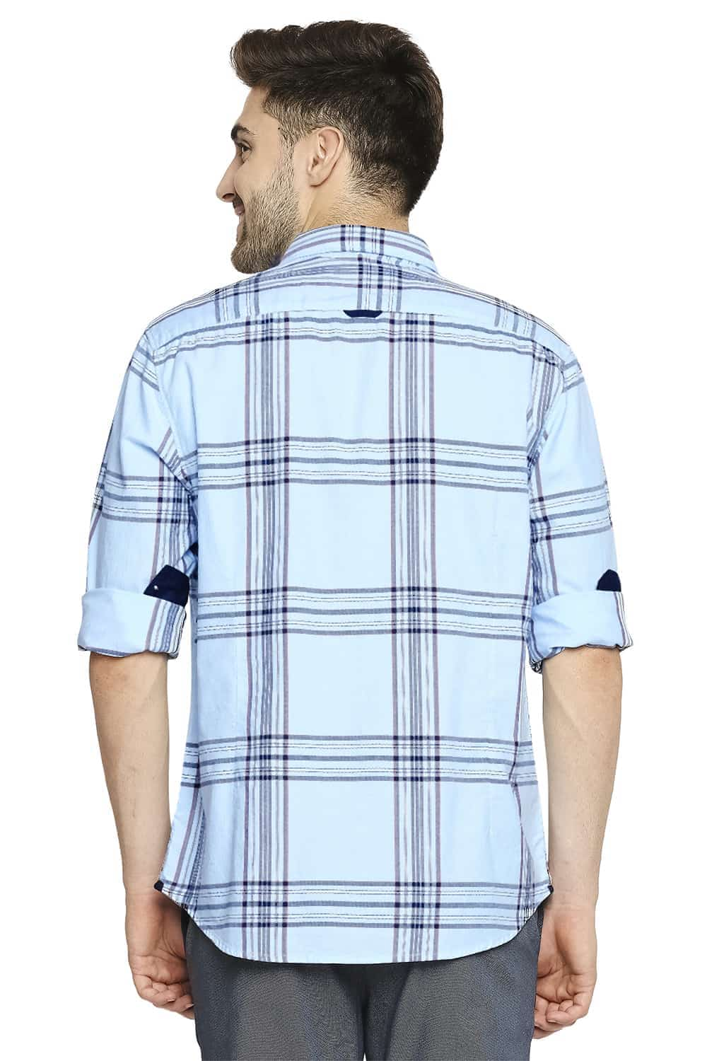 BASICS SLIM FIT TWILL CHECKS SHIRT