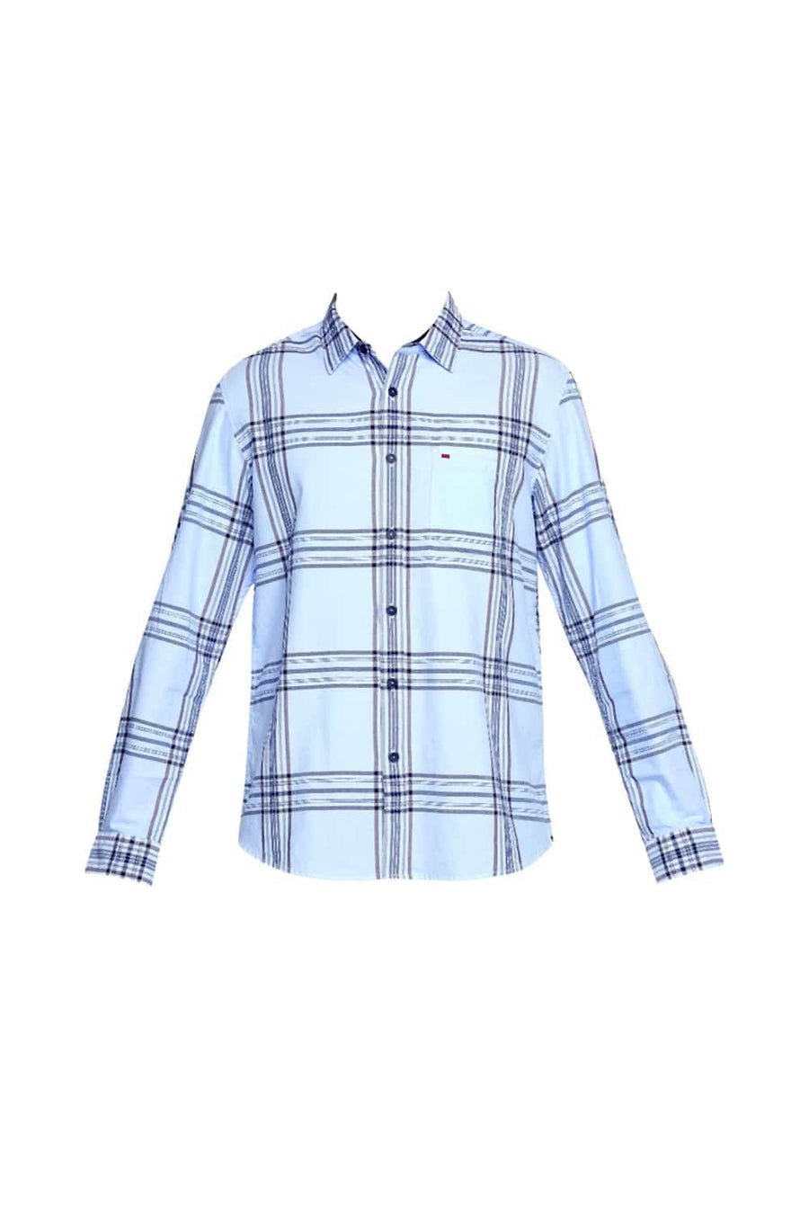 BASICS SLIM FIT DREAM BLUE TWILL CHECKS SHIRT