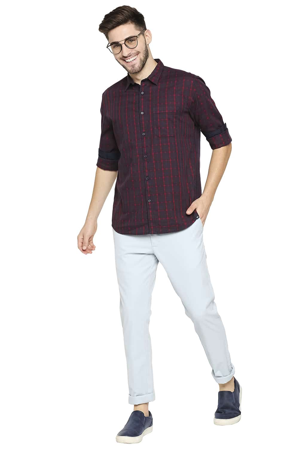 BASICS SLIM FIT OXFORD CHECKS SHIRT