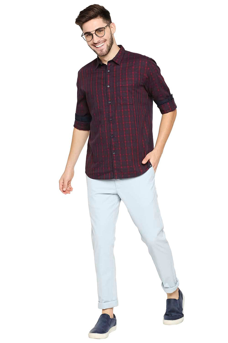 BASICS SLIM FIT OXFORD CHECKS SHIRT