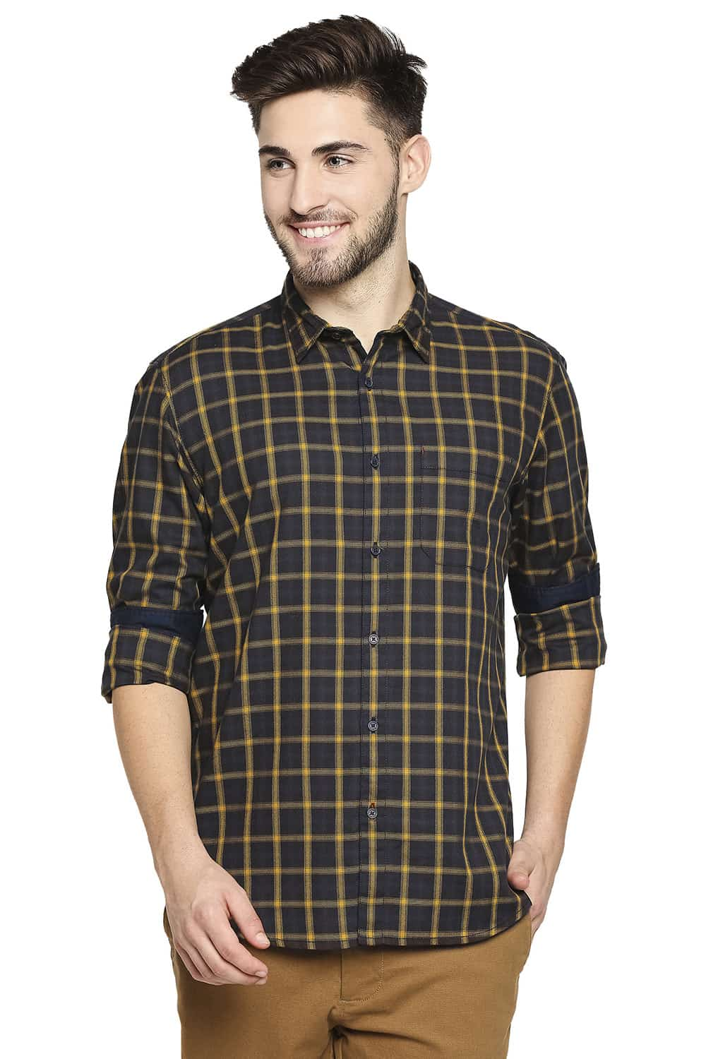 BASICS SLIM FIT OXFORD CHECKS SHIRT