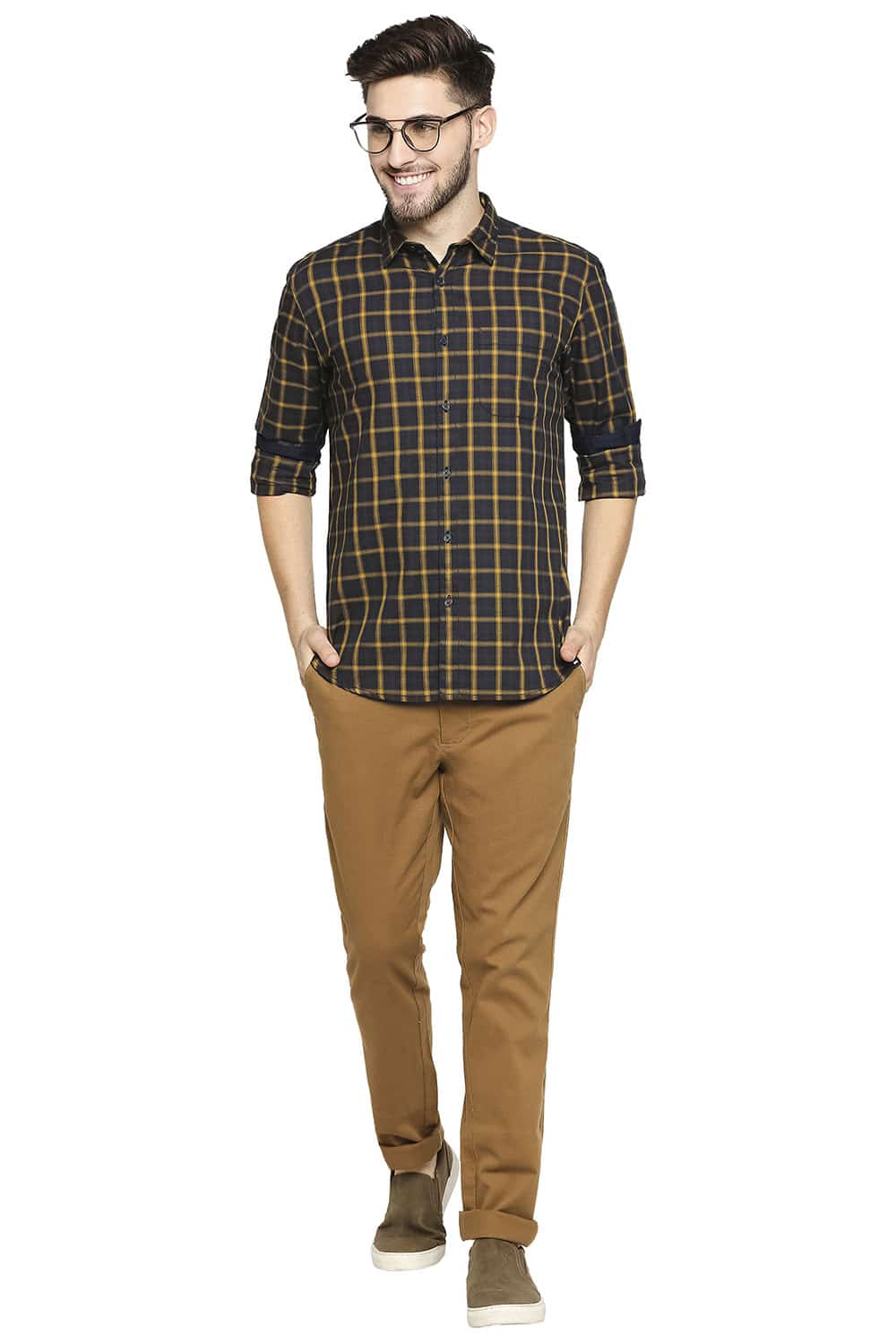 BASICS SLIM FIT OXFORD CHECKS SHIRT