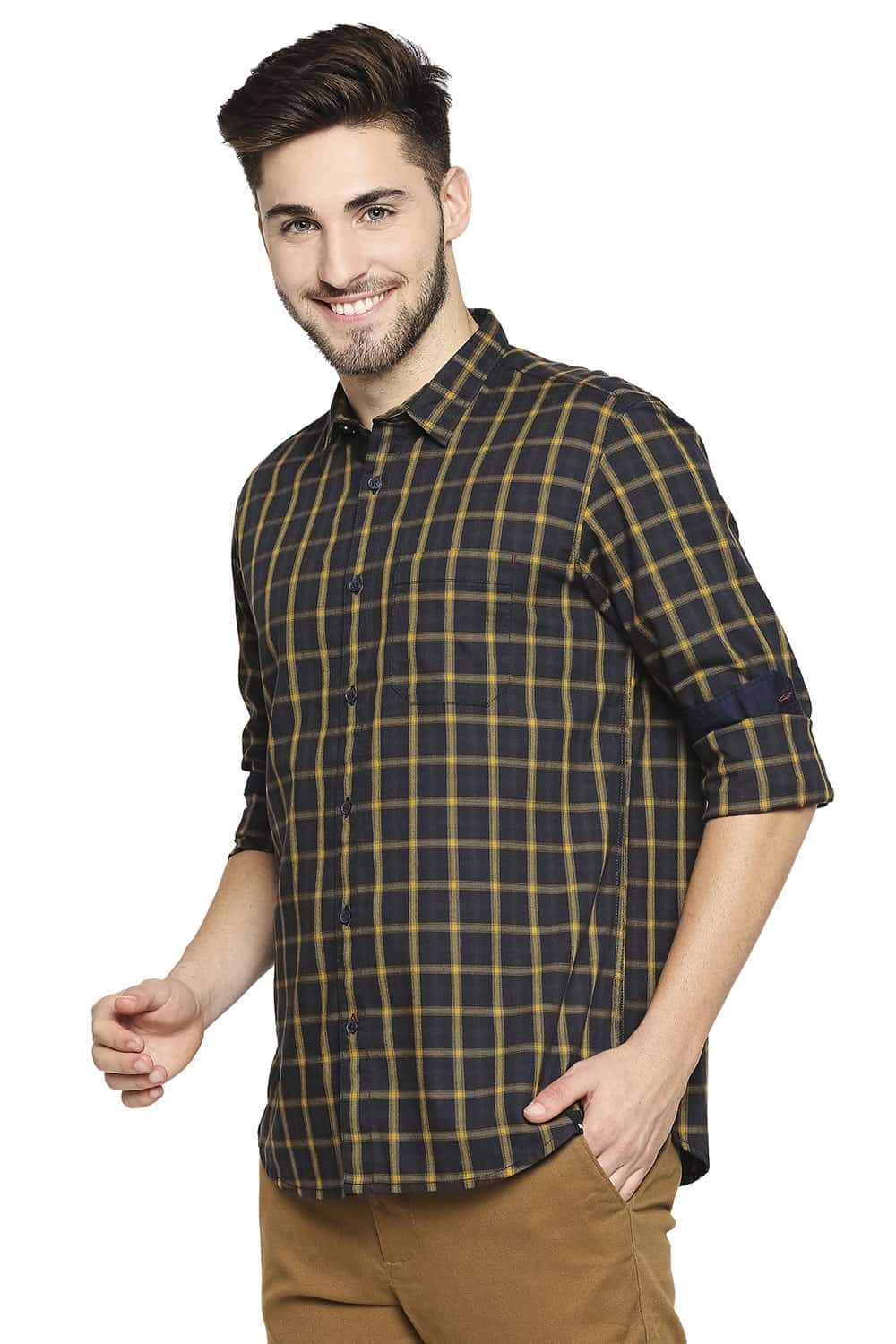 BASICS SLIM FIT OXFORD CHECKS SHIRT