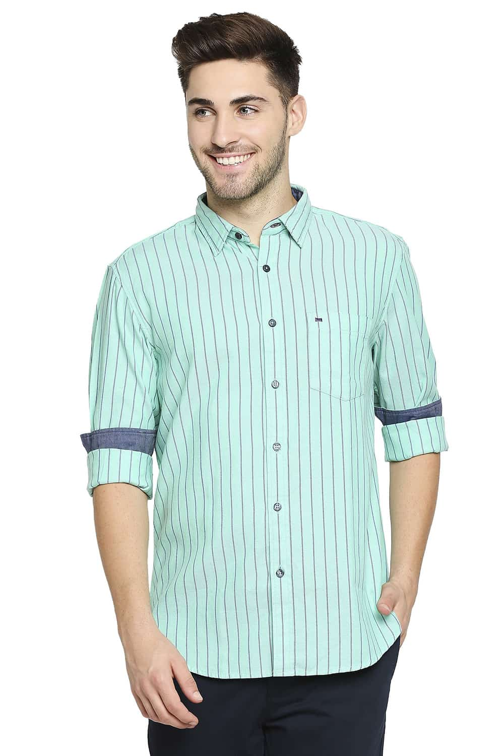 BASICS SLIM FIT STRIPE SHIRT