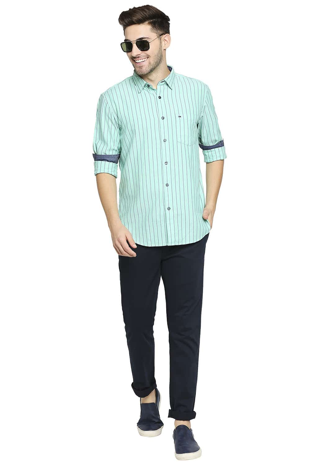 BASICS SLIM FIT STRIPE SHIRT