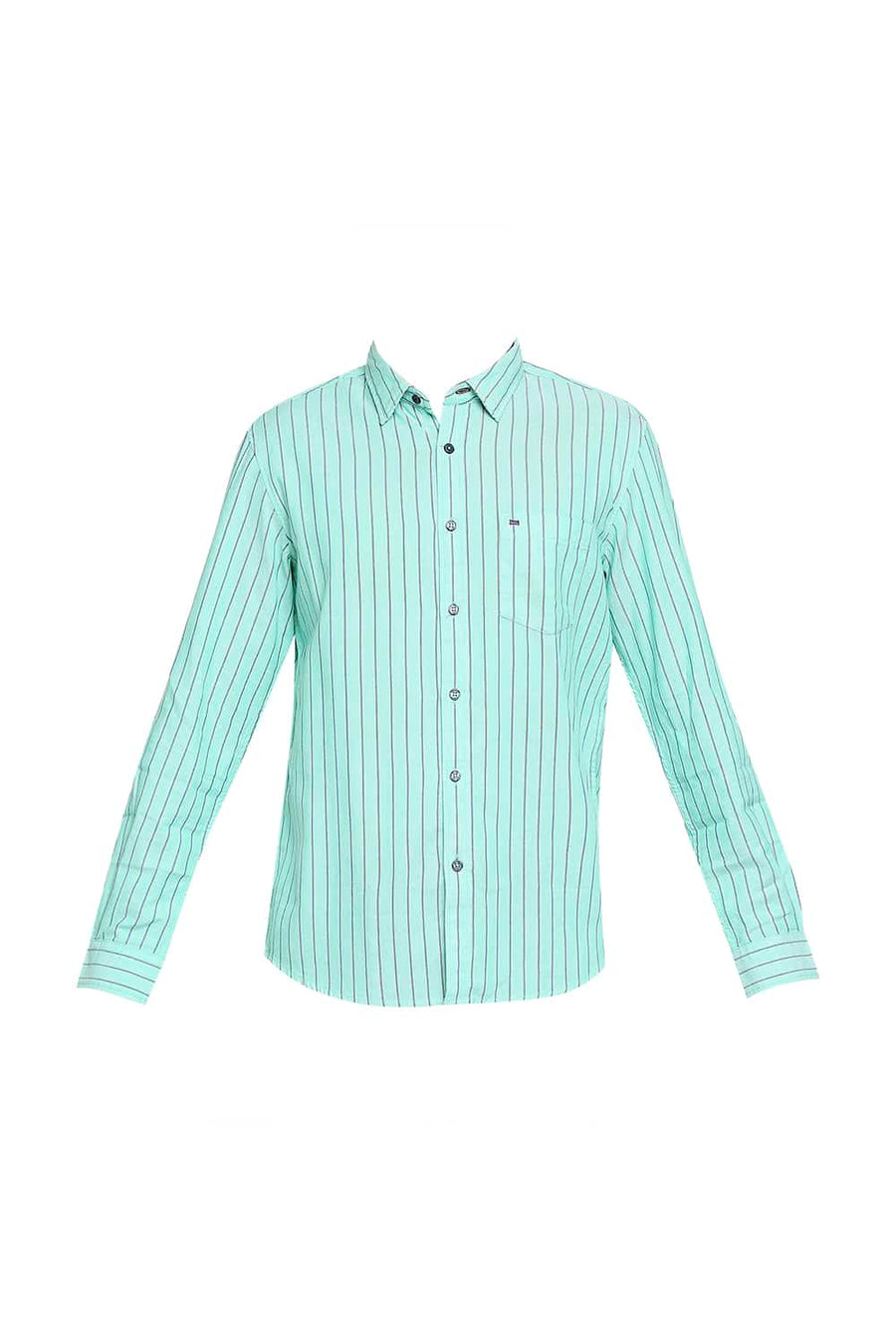 BASICS SLIM FIT JADE GREEN STRIPE SHIRT