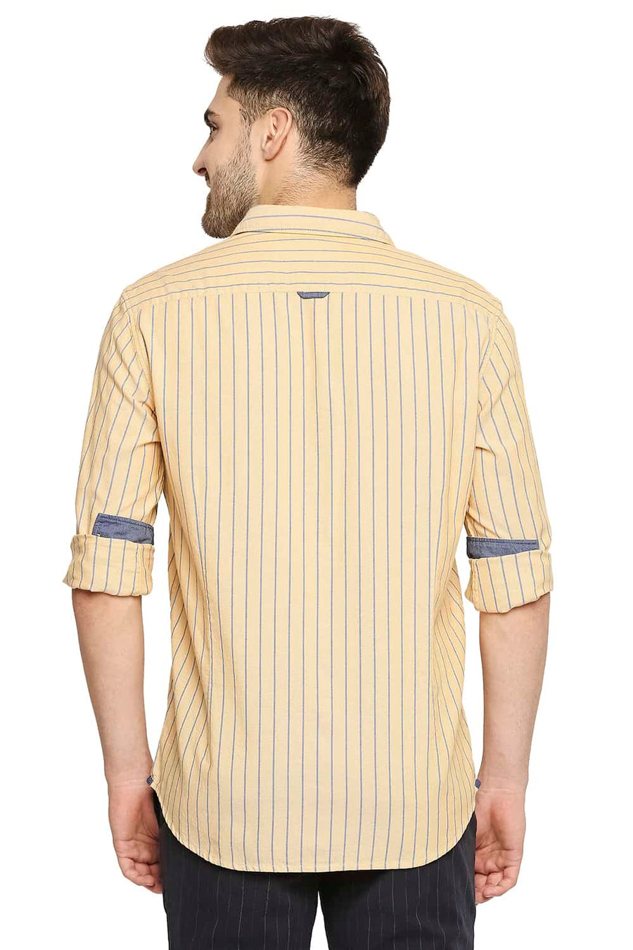 BASICS SLIM FIT GOLDEN YELLOW STRIPE SHIRT