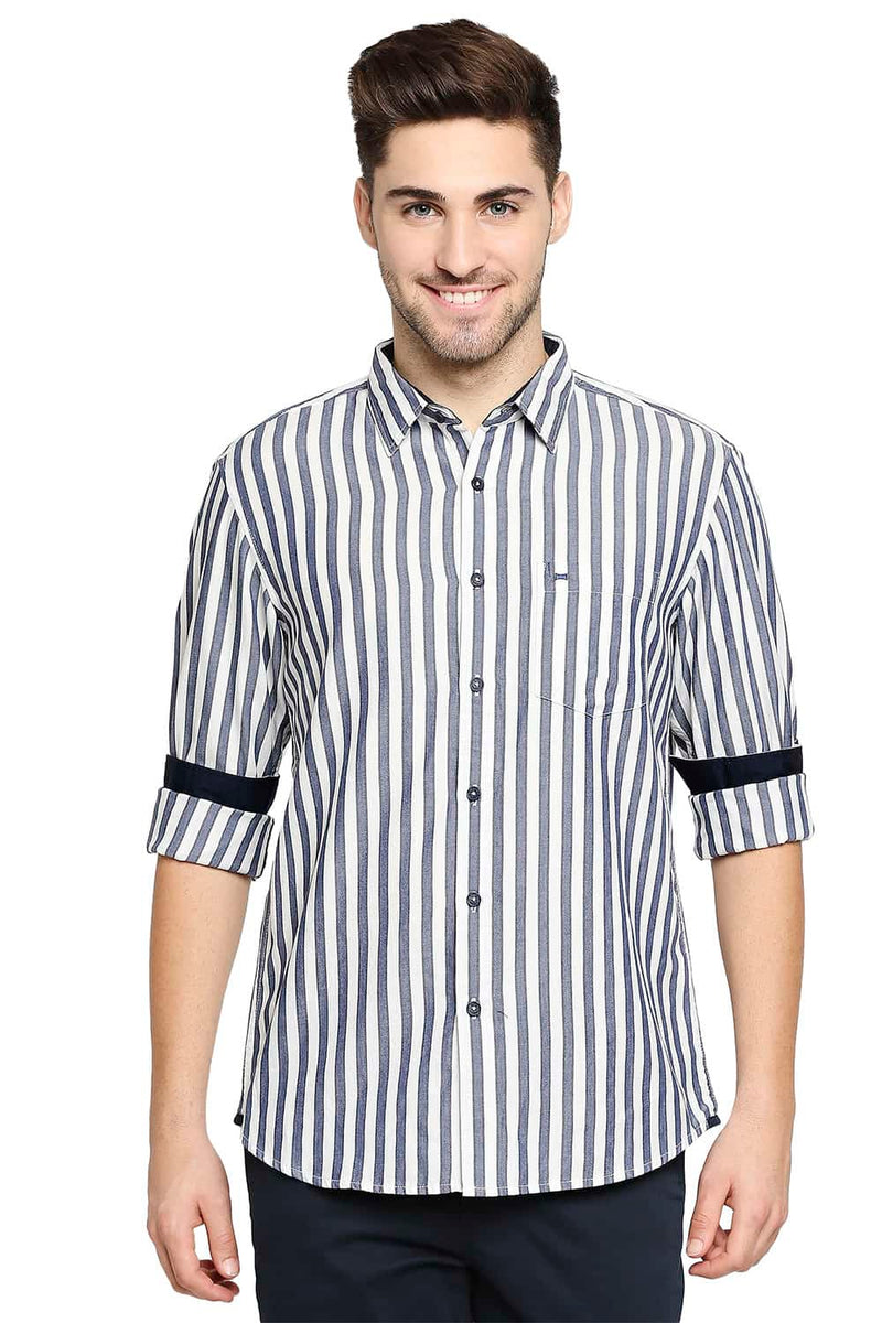 BASICS SLIM FIT STRIPE SHIRT