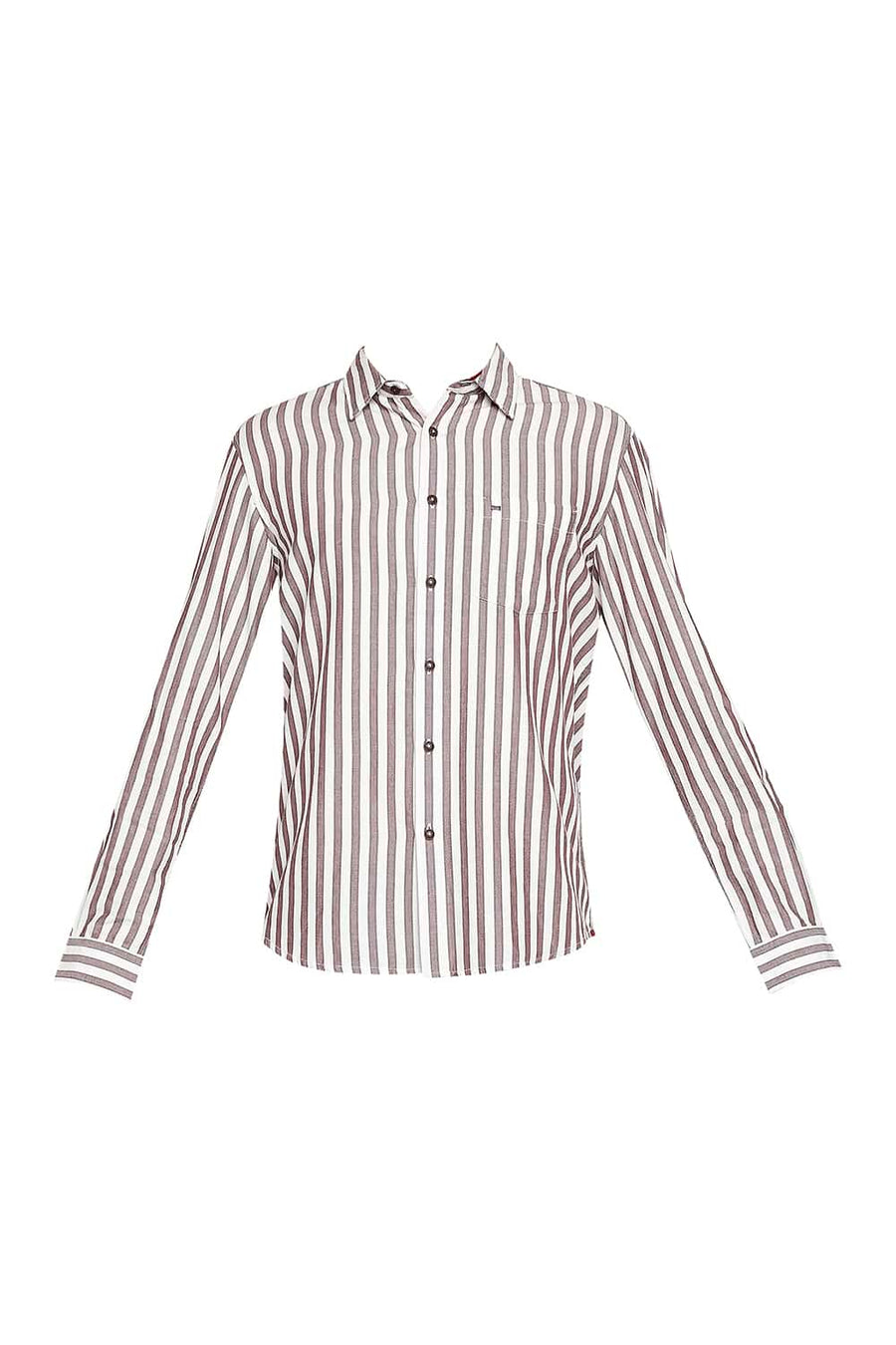BASICS SLIM FIT ANDORA MAROON STRIPE SHIRT