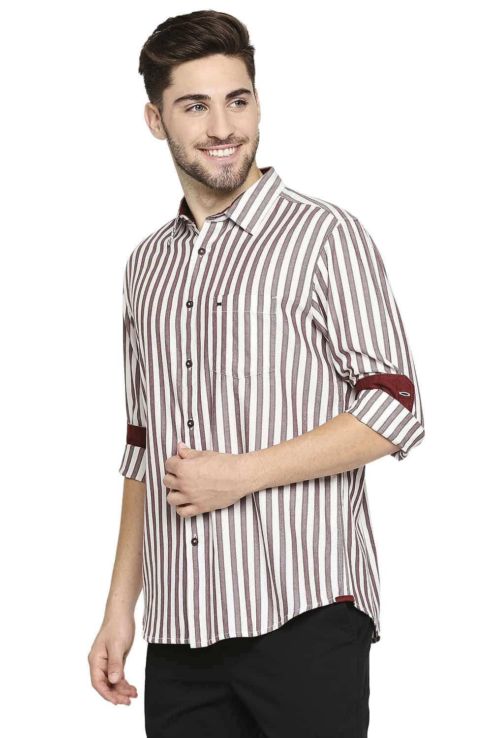 BASICS SLIM FIT STRIPE SHIRT