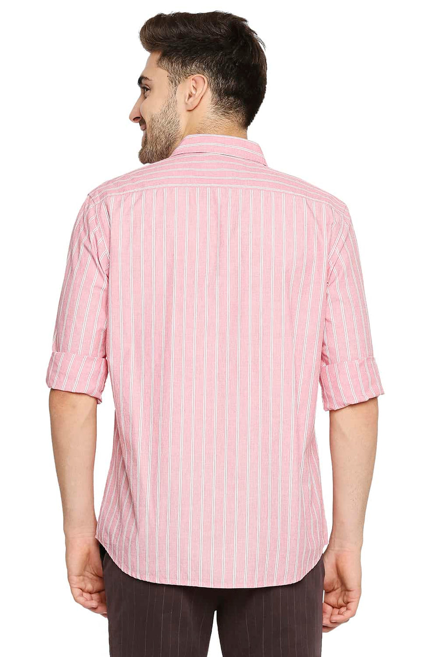 BASICS SLIM FIT PUREE RED STRIPE SHIRT