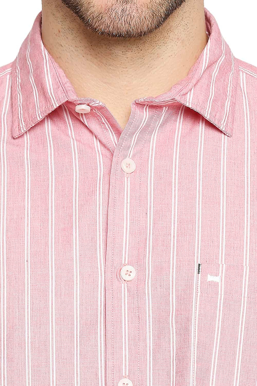 BASICS SLIM FIT PUREE RED STRIPE SHIRT