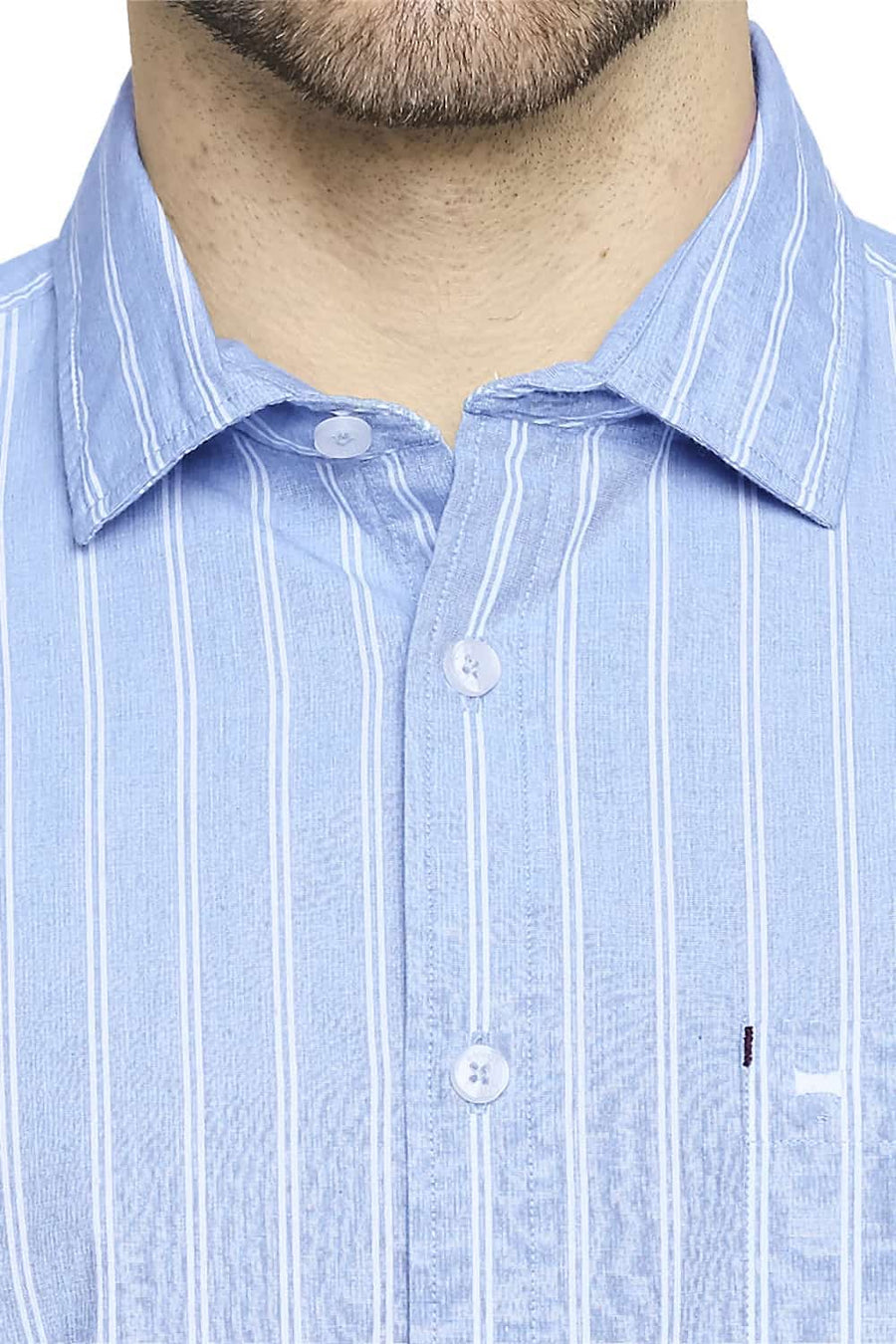 BASICS SLIM FIT IBIZA BLUE STRIPE SHIRT