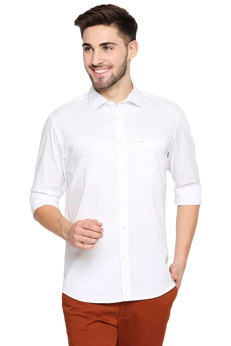 BASICS SLIM FIT BRILLIANT WHITE OXFORD SHIRT