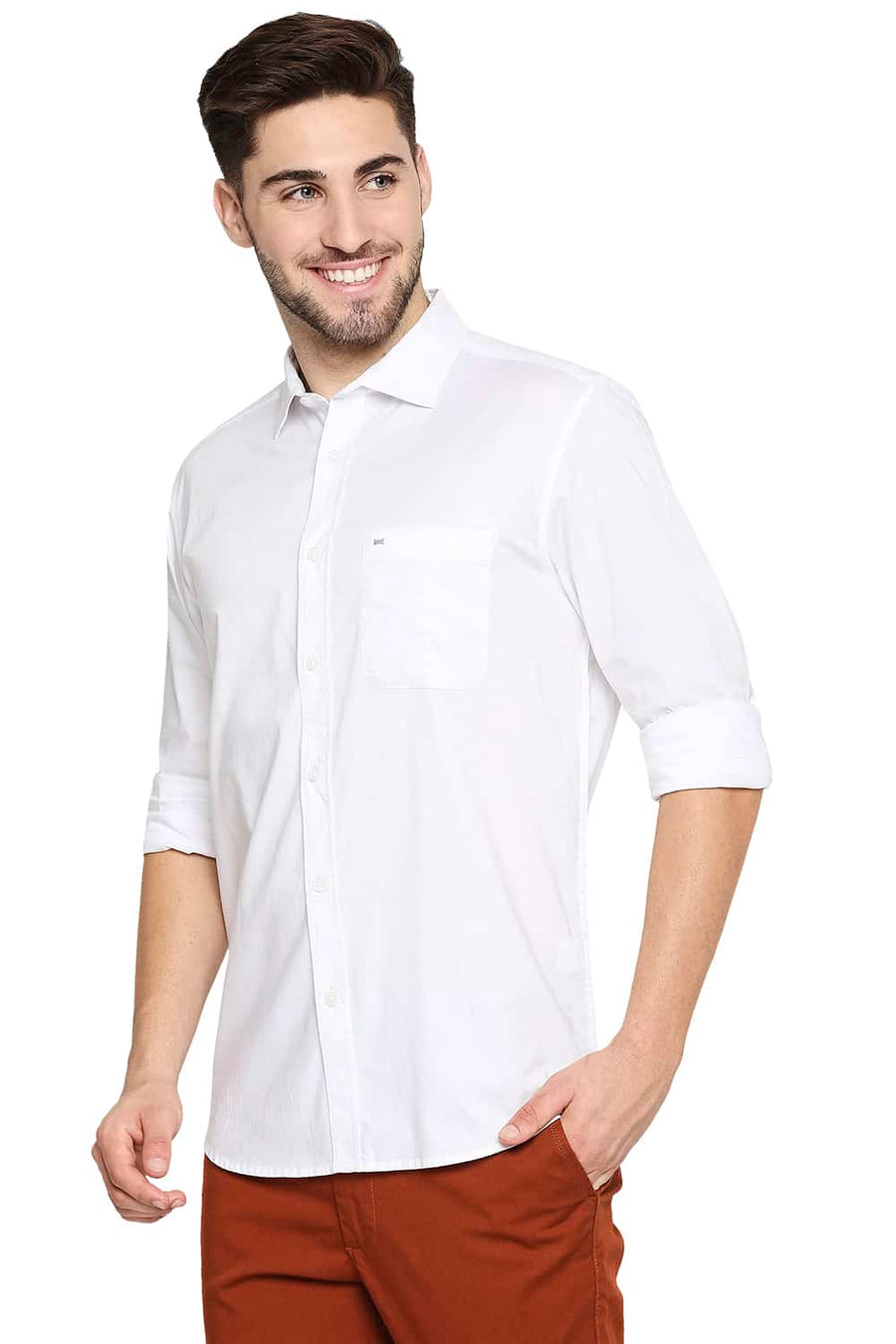 BASICS SLIM FIT BRILLIANT WHITE OXFORD SHIRT