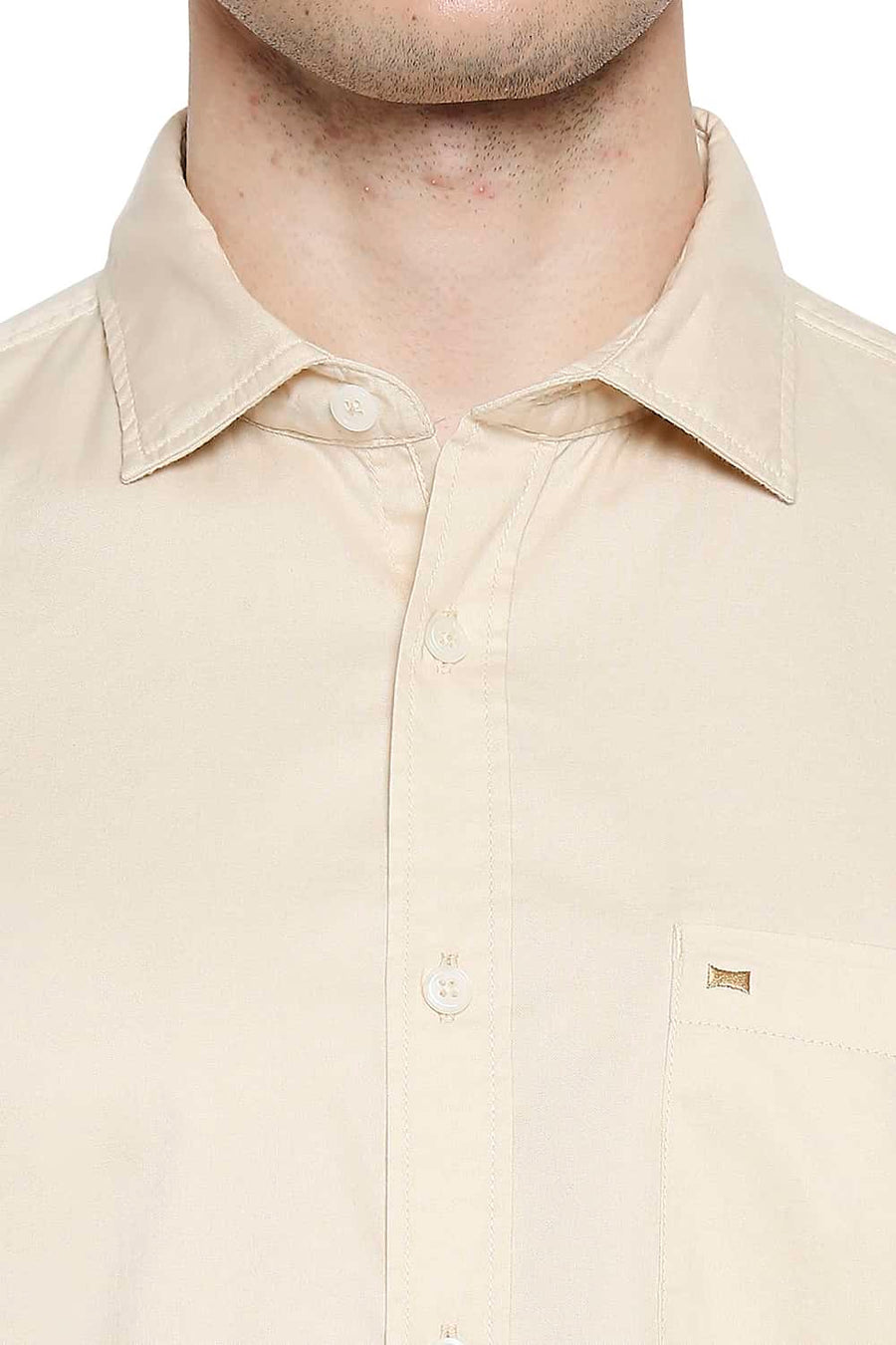 BASICS SLIM FIT SEMOLINA BEIGE OXFORD SHIRT