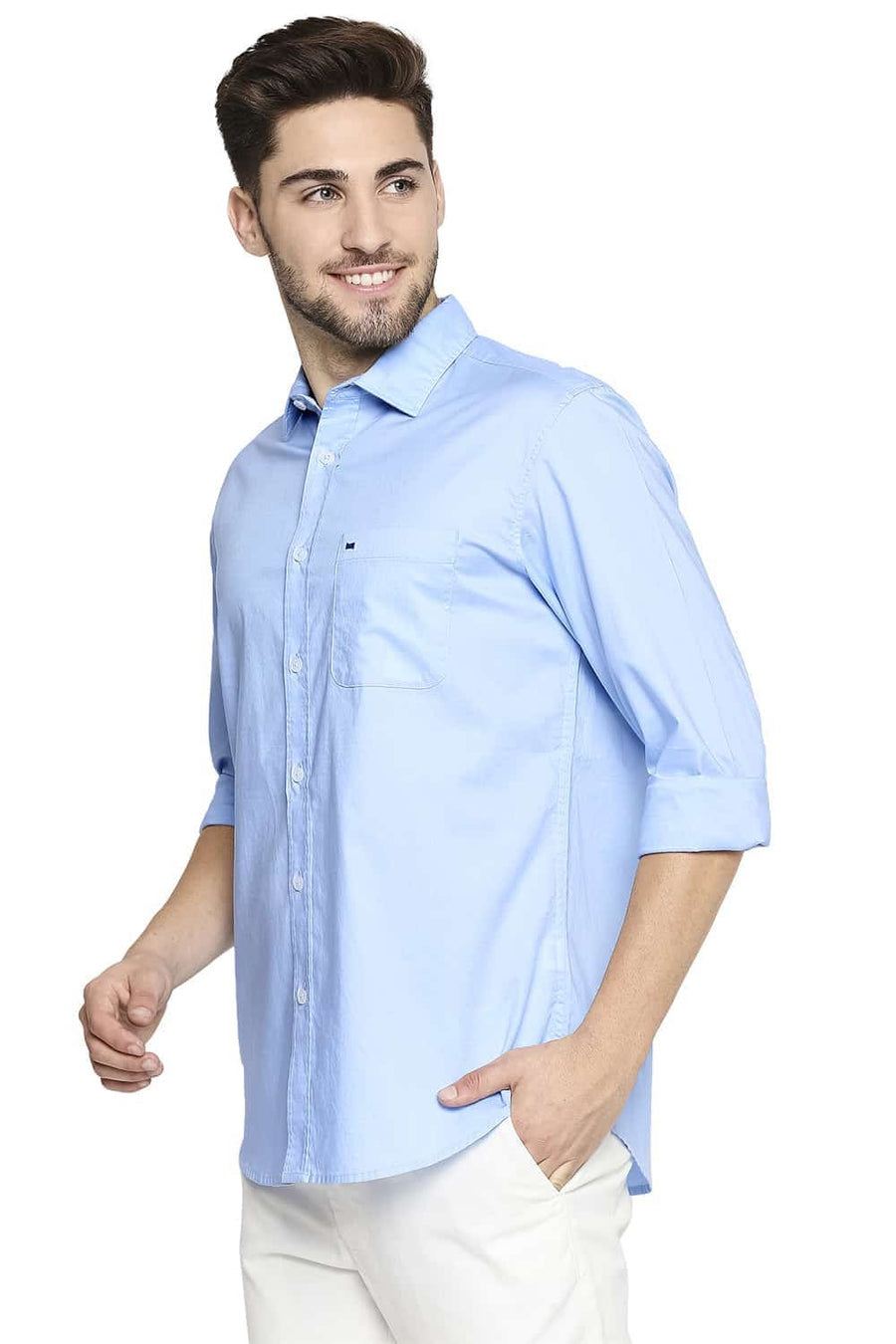 BASICS SLIM FIT PLACID BLUE OXFORD SHIRT