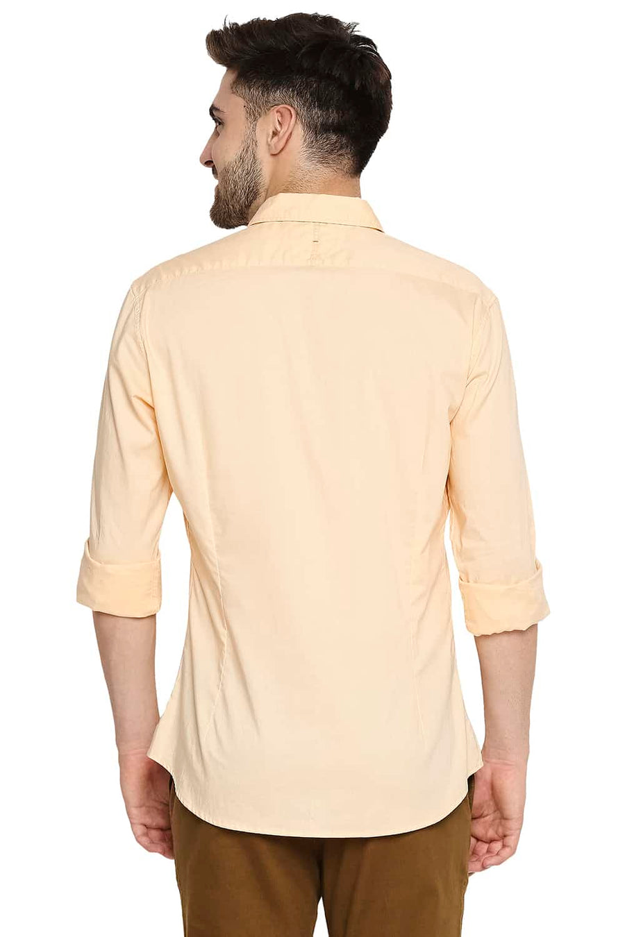 BASICS SLIM FIT CREAM ORANGE OXFORD SHIRT
