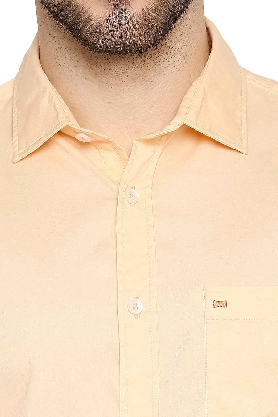 BASICS SLIM FIT CREAM ORANGE OXFORD SHIRT