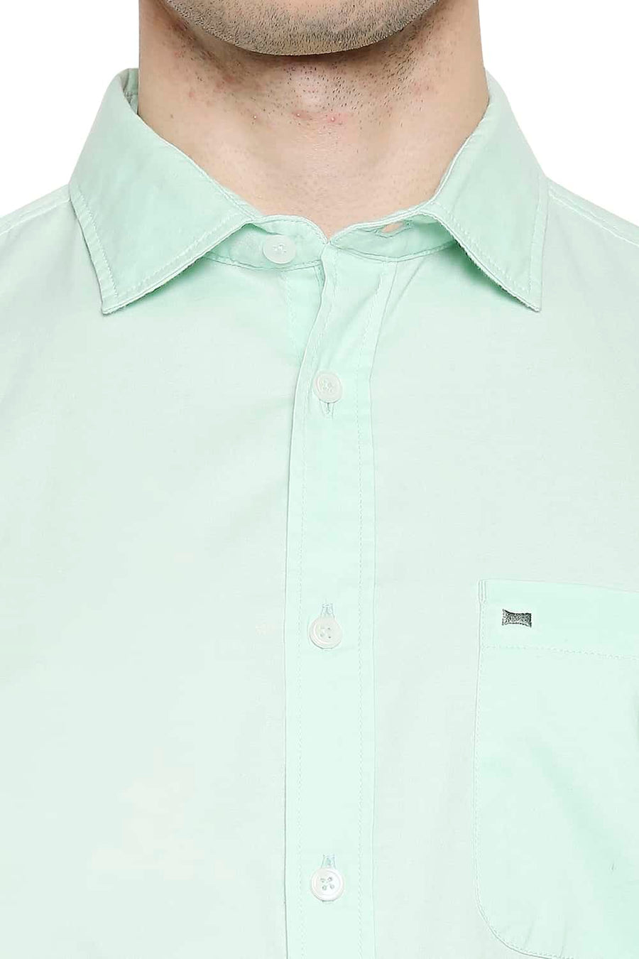 BASICS SLIM FIT BAY GREEN OXFORD SHIRT