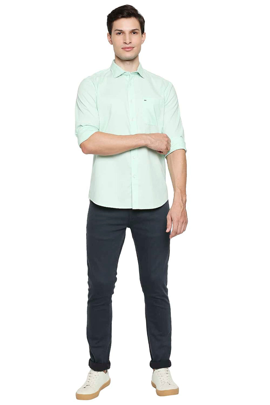 BASICS SLIM FIT BAY GREEN OXFORD SHIRT
