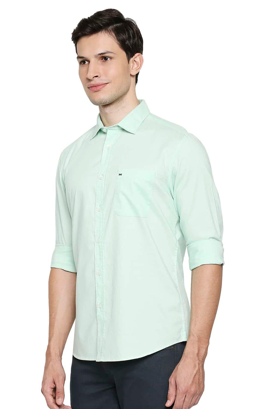 BASICS SLIM FIT BAY GREEN OXFORD SHIRT